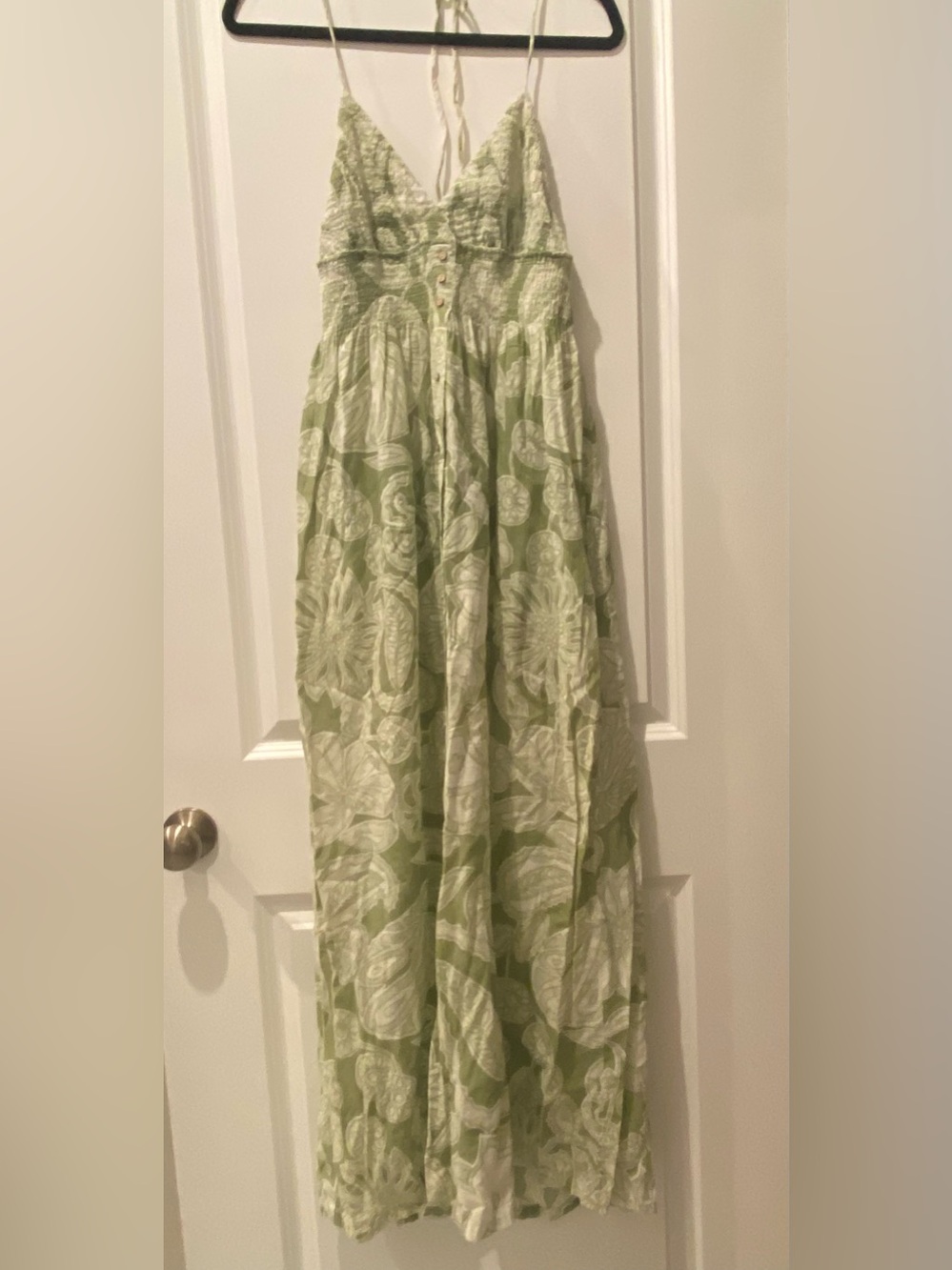 Joie Light Green Floral Jumpsuit with White Print